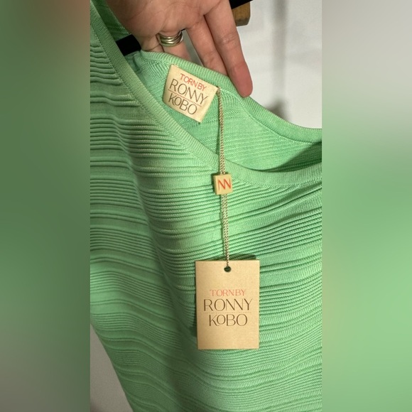 NWT Torn by Ronny Kobo Mint Green One Shoulder Bandage Dress Large - Picture 4 of 9